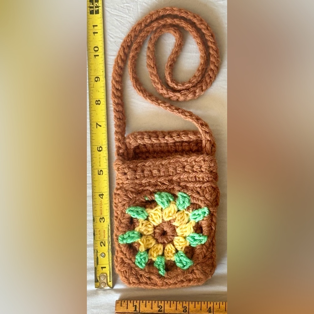 Crochet Sunflower Mini Bag - Brown and Yellow